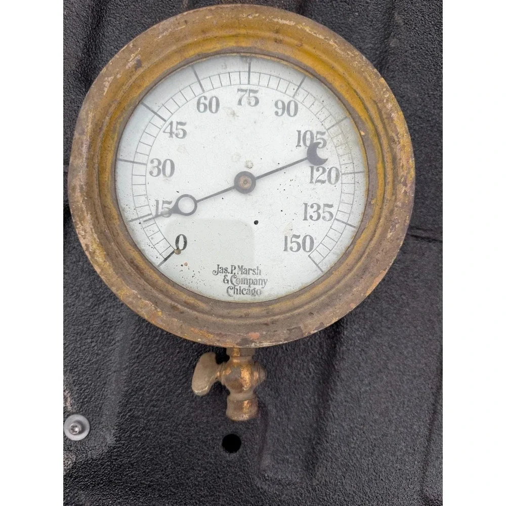 Antique Jas P Marsh Chicago Pressure‎ Gauge 0–150 PSI Steam Industrial Valve